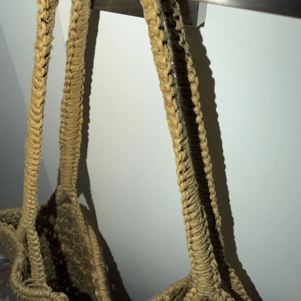 Green & Tan Woven Basket BoHo Hobo Bag - Picture 8 of 9